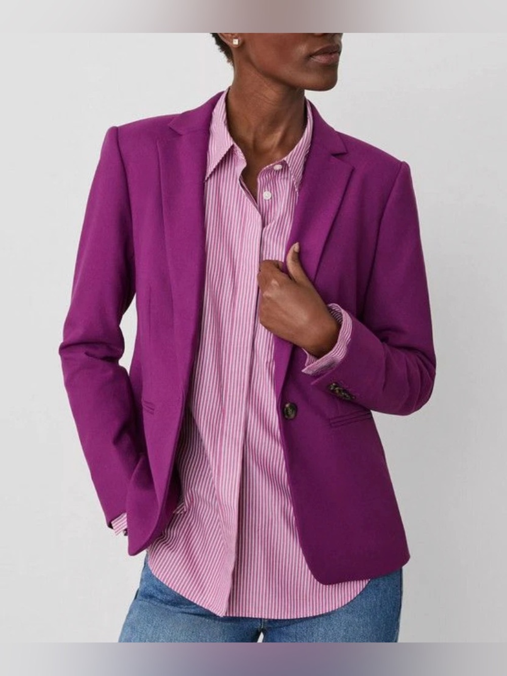 NWT Ann Taylor Hutton Twill Blazer Jacket in Purple - Size 2